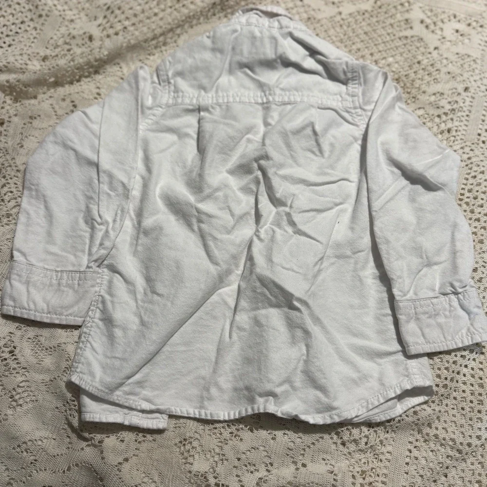 OshKosh B'gosh Boys White Button‎ Down Long Sleeve Shirt Size 4